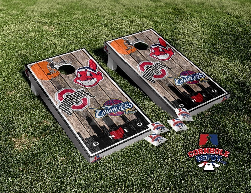 Ohio State Cornhole Board Vinyl Wrap Skins Laminated Sticker Decal Set