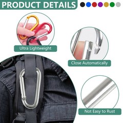 50-200 PCS Aluminum Carabiner D Shape Spring Clip Snap Key Hook Keychain Buckle