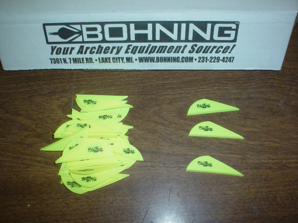 36 Bohning 2″ BLAZER Arrow Arrows VANES Archery NEON YELLOW fl flourescent