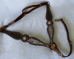 GORGEOUS Custom Crystal & Beaded Tack SET~HEADSTALL~BREAST COLLAR~HAND PAINTED