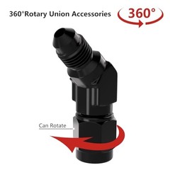 3AN Female to AN3 Male Flared Black Aluminium 45 Degree Swivel YZGM-3AN-45