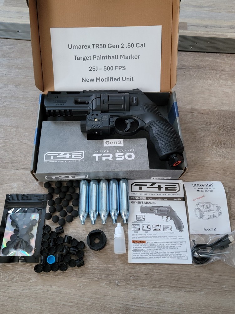 Umarex T4E (2292176) TR50 Paintball CO2 Paintball Revolver – New -Light/ Laser