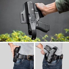 OWB Leather Holster for Glock 17 19 19X 22 23 45, Taurus G2C/G3C, Sig P320 Co…