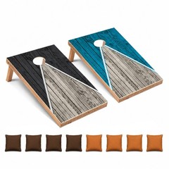 Dark Grey and Turquoise Pyramid All Weather CORNHOLE BEANBAG TOSS GAME Set
