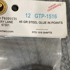 PDP Archery 12 GTP-1516 45 Grain Steel Glue In Points