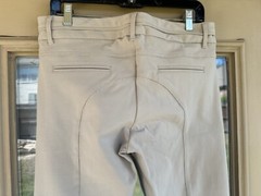Le Fash Womens Beige Tan Knee Patch Horseback Riding Pants Breeches Sz 32R Swiss