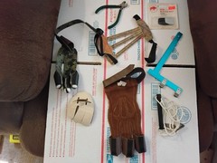 Leather 3 Finger Archery Shooting Glove Tab Tan Brown Adjustable Large x large