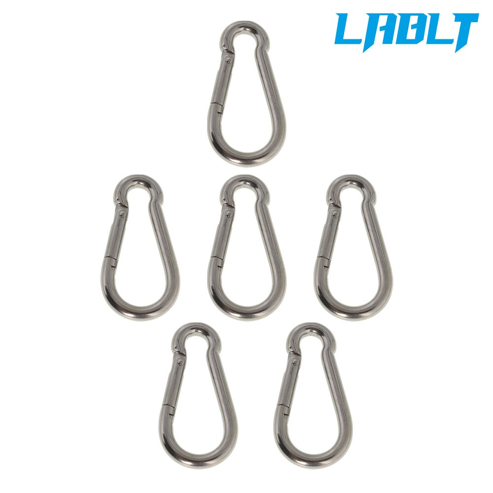 LABLT Stainless Steel 304 Spring Snap Hook Carabiner Clips 264 Lbs Set Of 6