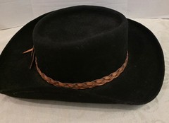 Fiesta Santa Barbara Black Wool Felt Cowboy Style Hat- Leather Decorative Bands