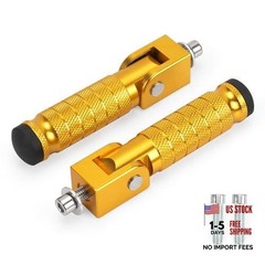M8 Motorcycle Foot Pegs 90 Degree Foldable Bike Pegs CNC Anti-Skid Gold