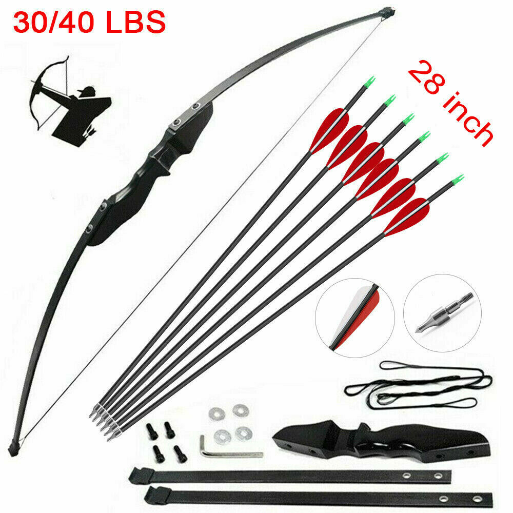 40Lbs Archery Hunting Takedown Recurve Bow & 12Pcs Arrow Set Right Hand Longbows