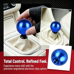 Car Round Ball Gear Shift Knob, Aluminum Alloy Vehicle Manual Automatic Blue
