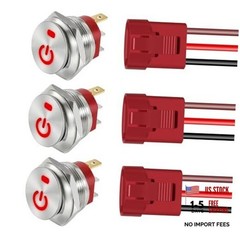 3 Pack ON Off Round Rocker Switches with Wire Socket 3 Pin 12V AC/DC 20A Red