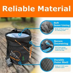 Chalk Bag + for Rock Climbing, Bouldering, Top Rope | Climb On (Chalk Bag (Or…