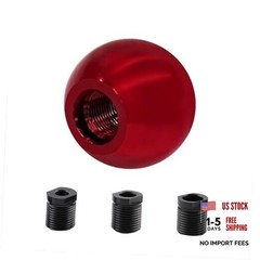Round Ball Shift Knob – Shifter Knob – Chrome Finish – Weighted Gear Shift – Red