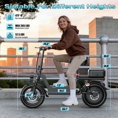 Electric Scooter with Seat Peak 1500W Motor Up to 25MPH 45 Miles Range 14″ US