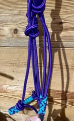 Formay rope halter with 8 Ft lead With hand tied paracord noseband, Purple