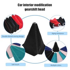 Car Shift Boot Cover, Suede Leather Manual Automatic Gear Shifter Knob Black