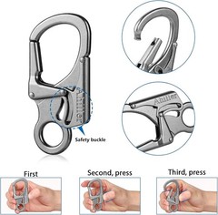 Carabiner Clip, Double Anti-Misopening Locking Design, 3″ Zinc Alloy Heavy Ke…