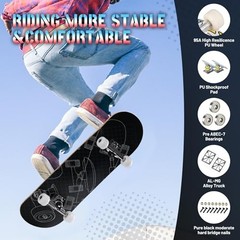 Pro Complete Skateboards for Beginners Girls Boys Kids Youths Teens Grid Grind