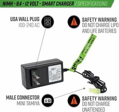 Power Kit – V Energy NiMH 9.6v 1600mAh Split Airsoft Battery & 1A Smart Charger