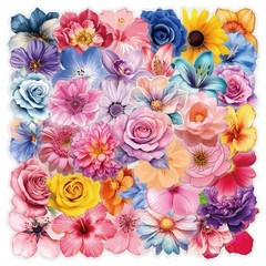 30Pcs Random PET Transparent Colorful Flower Natural Plants Floral Stickers