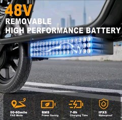 48V 10.5Ah Seated Electric Scooter 500W Folding Removable Battery Black
