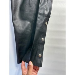 Unik Premium Vintage Sz XL Black Leather Motorcycle Chaps Biker Buckle Belt