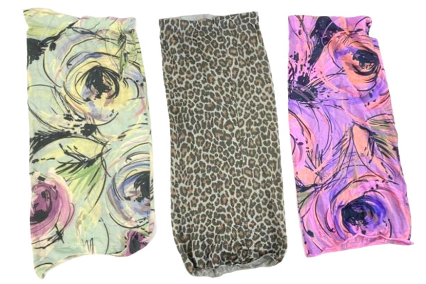 Lot of 3 Multicolored Soft Geometric Animal Print Gator Face Masks