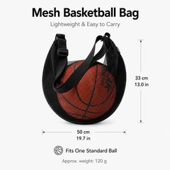Mesh Basketball Bag Lightweight Ball Carry Bag Adjustable Shoulder Strap for Bas