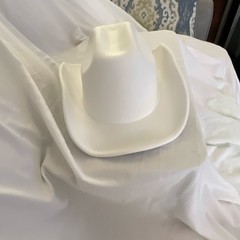 White Western Cowboy Hat 65% Polyester 35% Cotton Blend Made in China