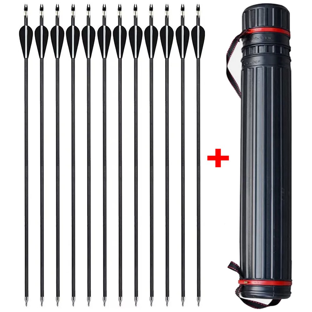 Archery 30″ Fiberglass Arrows Practice & Hunting Quiver for Compound Recurve Bow