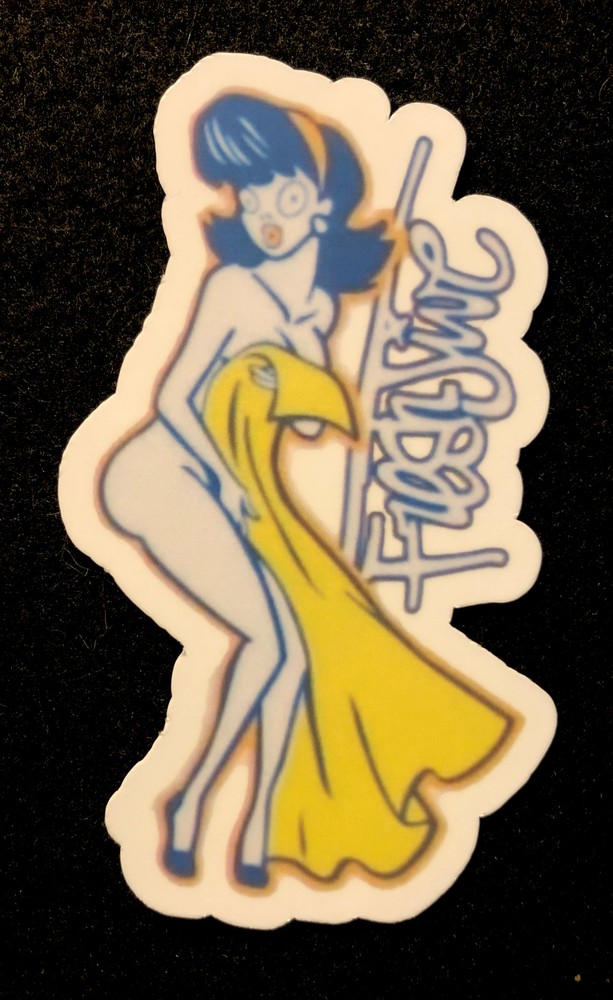 FRESH JIVE STICKER “LATINA IN TOWEL” (LOS ANGELES 1990 VINTAGE) 2 1/8 x 3 1/2”