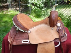Billy Cook Saddlery Greenville Texas Western Roping Tooled Leather Saddle SZ 16
