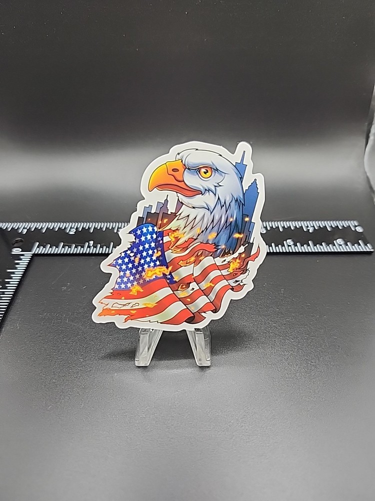 America American Flag USA Bald Eagle Flames City Patriotic Sticker