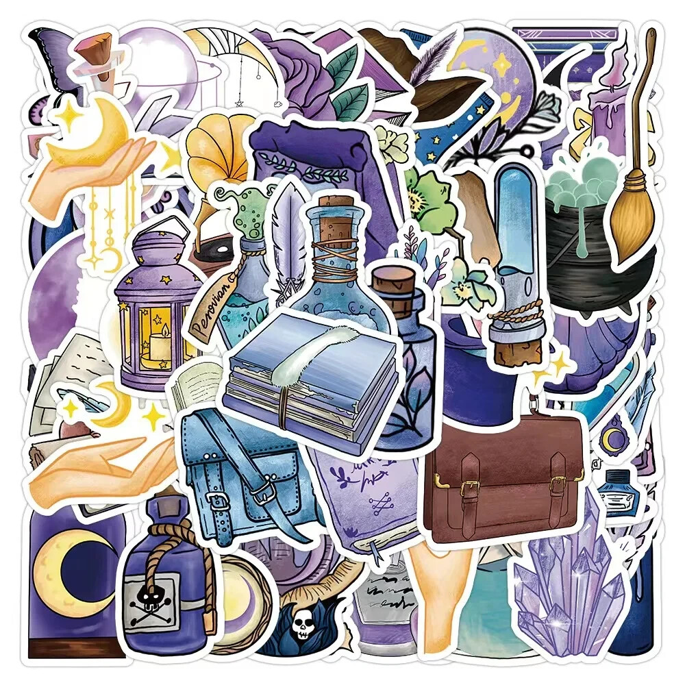 50 Gothic Stickers Purple Magic for Laptop/Water Bottle/Phone Case/Notebook