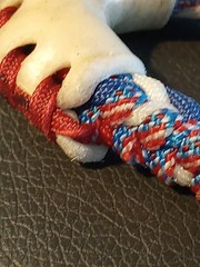 RWB AMERICAN FLAG 10 Plait Pryor ParaCord Hondo w/ Bull Rawhide Burner Buckaro