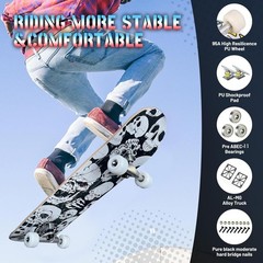 Pro Complete Skateboards for Beginners Girls Boys Kids Youths Teens Adults 31…