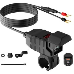 Dual USB Type C 30W PD & QC 3.0 Motorcycle Phone Charger