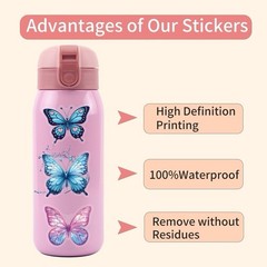 30Pcs Random Colorful Transparent PET Butterfly Nature Decal Waterproof Stickers