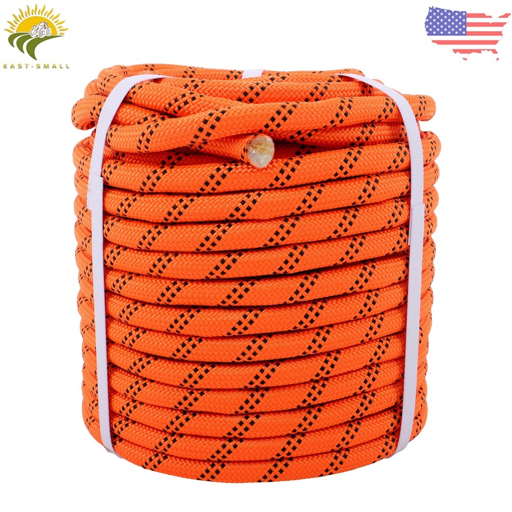 1/2in × 120ft Double Braided Polyester Rope Breaking 5174 Pounds Orange Black