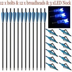 12PCS 20» Carbon Crossbow Bolts Crossbow Arrows 100 Grain Broadheads Hunting