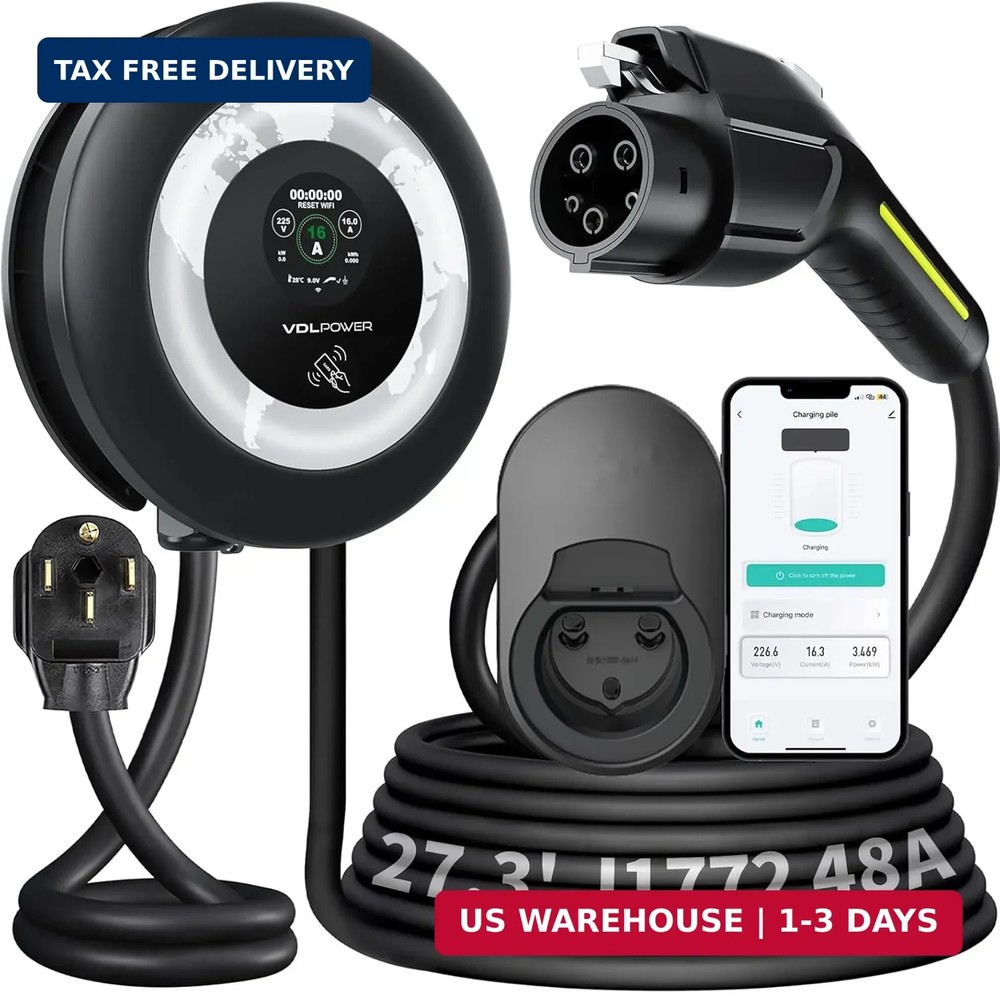 Level 2 EV Charger, 11.5KW /50A Fast Home Charging Station, 27.3ft Extended Char