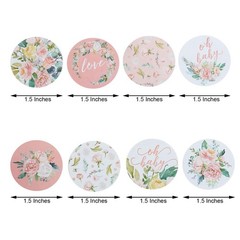 500 Assorted Round Floral Self Adhesive Baby Shower STICKERS DIY Crafts Labels