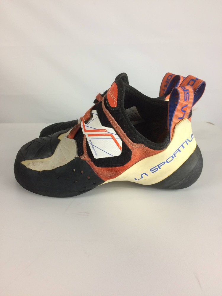 Excellent La Sportiva Solution Women’s Climbing Shoes, White/Lily Orange, W39