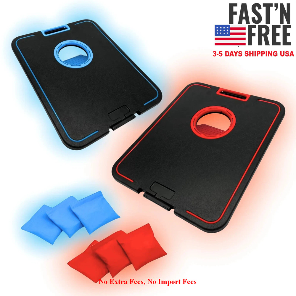 [HOT SALE] LED Cornhole Board Set – Light Up Bean Bag Toss with 6 Bags, NEW USA