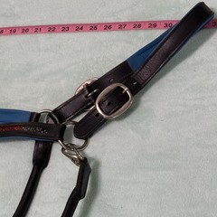 USED Black and Blue Padded Leather Horse Halter Large Size with Bling