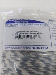 100pk Gateway Feathers 5″ Right Wing: Shield Faux Barred White 500RSBWH-100