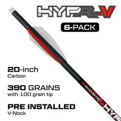 Killer Instinct HYPR V 20 Inch Black Crossbow Bolts with 3 Inch Vanes 6 Pack