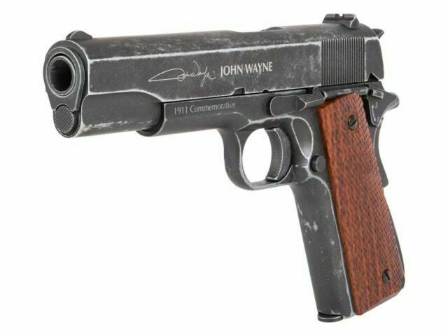 John Wayne 1911 Metal CO2 BB Air Pistol Brown Grips 18x BB Mag 0.177 Cal